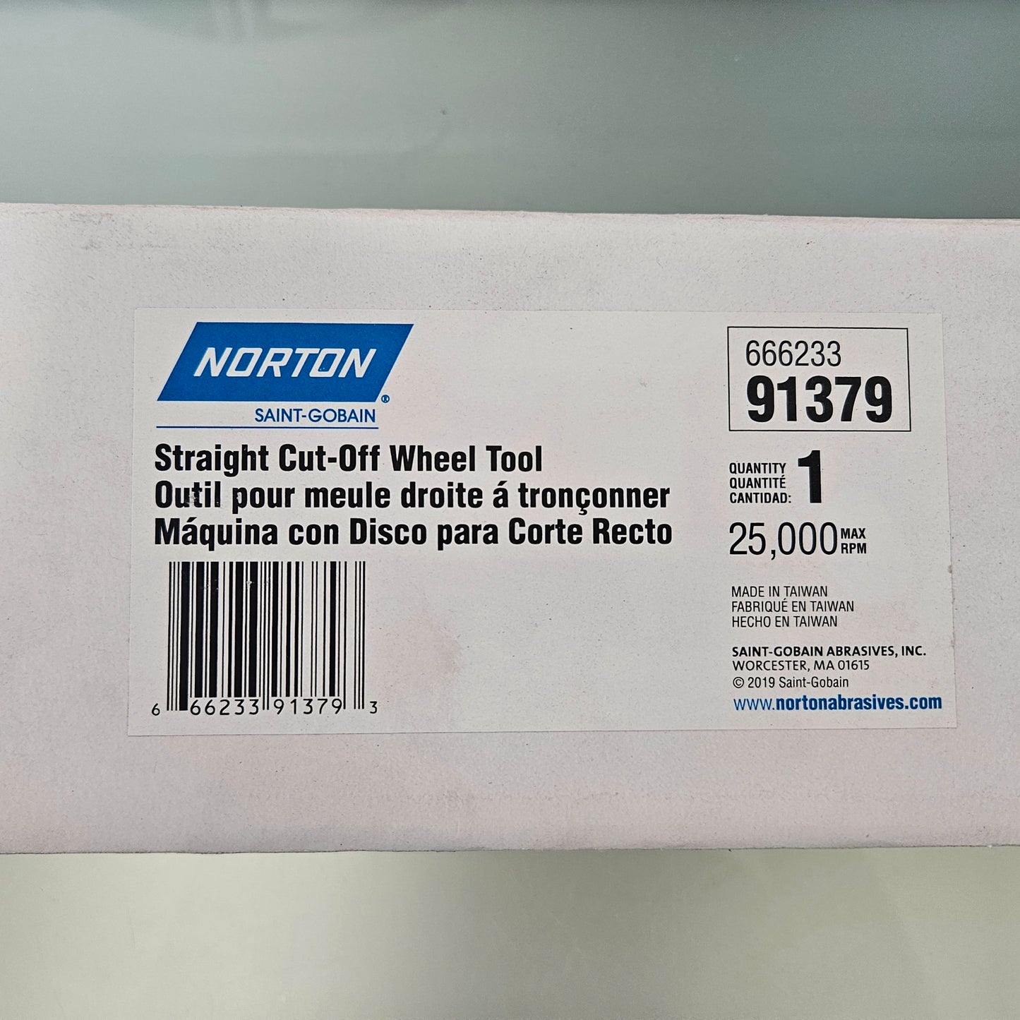 NORTON 91379 STRAIGHT CUT-OFF WHEEL AIR TOOL #3385