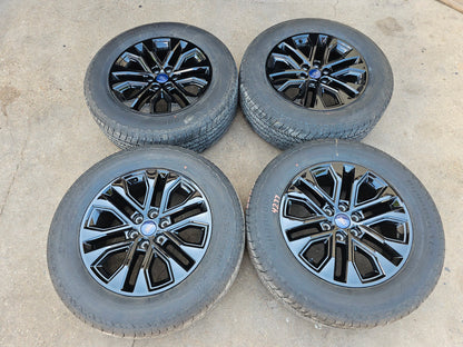 2025 20" FORD F150 PLATINUM BLACK WHEELS RIMS HANKOOK TIRES 2021 EXPEDITION 4277