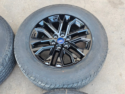 2025 20" FORD F150 PLATINUM BLACK WHEELS RIMS HANKOOK TIRES 2021 EXPEDITION 4277