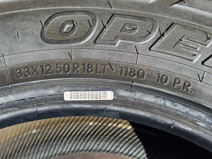 TOYO R/T OPEN COUNTRY 33X12.50R18 TIRES 33 12.50 18 #4169
