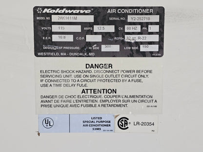 KOLDWAKE AIRMASTER PORTABLE AIR CONDITIONER A/C UNIT 2AK1411M #4170