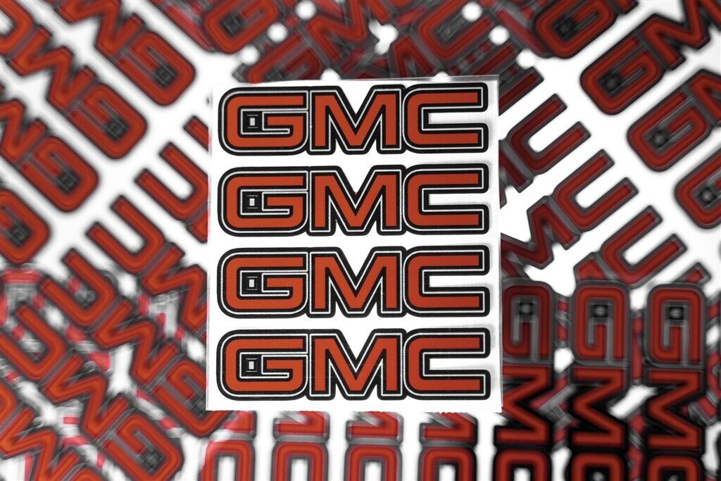 4 GMC SIERRA YUKON 1500 CENTER CAP LOGOS RED DECALS VINYL STICKERS 20 22 WHEELS