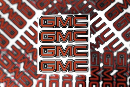 4 GMC SIERRA YUKON 1500 CENTER CAP LOGOS RED DECALS VINYL STICKERS 20 22 WHEELS