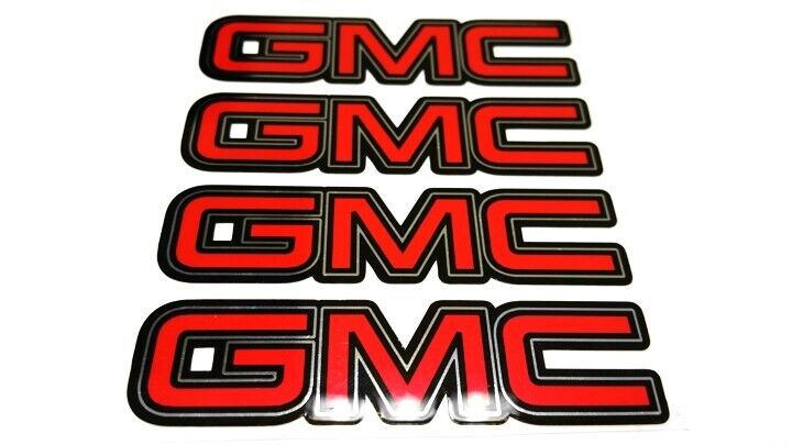 4 GMC SIERRA YUKON 1500 CENTER CAP LOGOS RED DECALS VINYL STICKERS 20 22 WHEELS