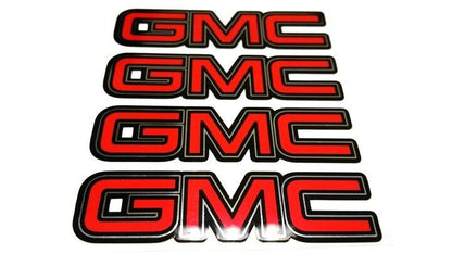 4 GMC SIERRA YUKON 1500 CENTER CAP LOGOS RED DECALS VINYL STICKERS 20 22 WHEELS