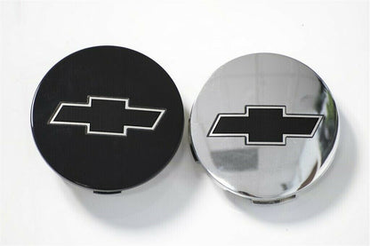 4 CHEVY TAHOE SILVERADO CENTER CAP LOGOS BLACK BOWTIE CHROME DECALS VINYL CHROME