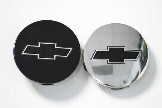4 CHEVY TAHOE SILVERADO CENTER CAP LOGOS BLACK BOWTIE CHROME DECALS VINYL CHROME