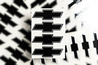 4 CHEVY TAHOE SILVERADO CENTER CAP LOGOS BLACK BOWTIE CHROME DECALS VINYL CHROME