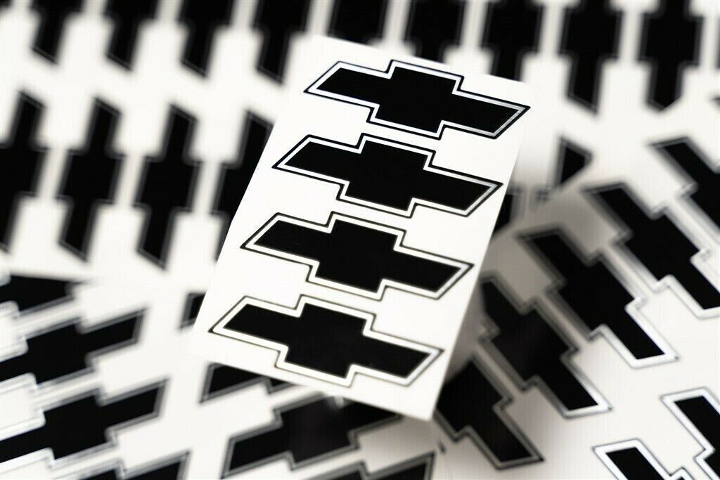 4 CHEVY TAHOE SILVERADO CENTER CAP LOGOS BLACK BOWTIE CHROME DECALS VINYL CHROME
