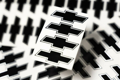 4 CHEVY TAHOE SILVERADO CENTER CAP LOGOS BLACK BOWTIE CHROME DECALS VINYL CHROME