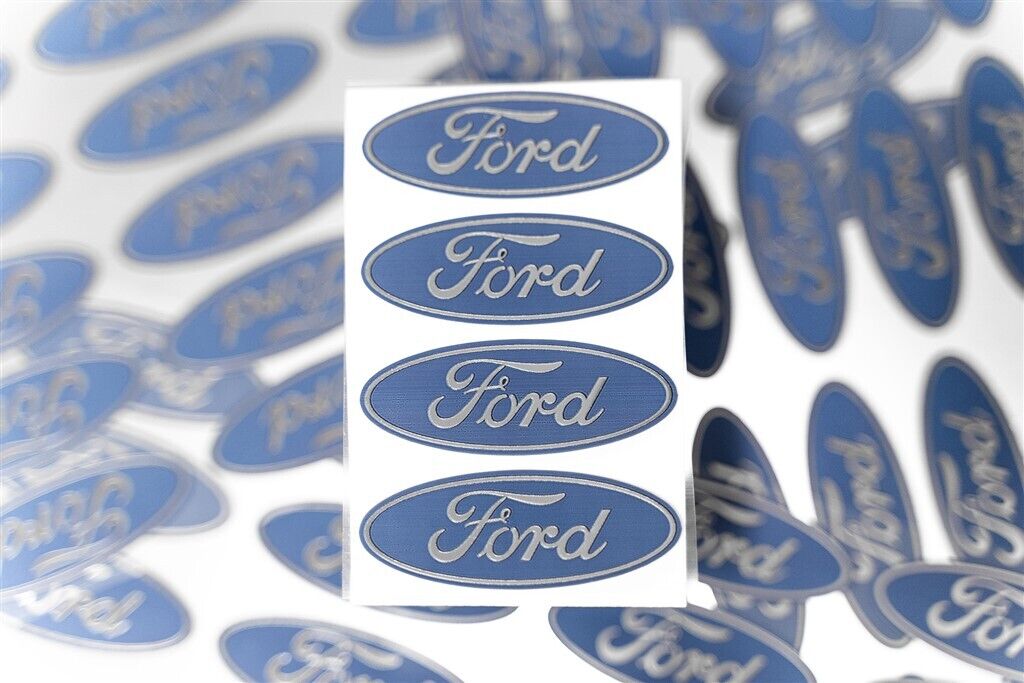 4-FORD CENTER CAP LOGOS BLUE OVAL DECALS VINYL F150 F250 MUSTANG FOCUS FUSION