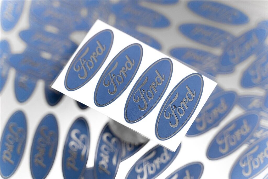 4-FORD CENTER CAP LOGOS BLUE OVAL DECALS VINYL F150 F250 MUSTANG FOCUS FUSION