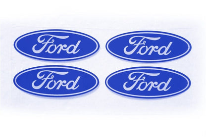 4-FORD CENTER CAP LOGOS BLUE OVAL DECALS VINYL F150 F250 MUSTANG FOCUS FUSION