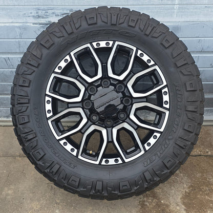 20” SIERRA DENALI 2500 3500 HD BLACK MACHINED WHEELS SQ9 TIRES #46324