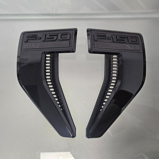 21-25 F150 XLT FENDER VENT BADGE LEFT RIGHT SET BLACK SPORT APPEARANCE #38960