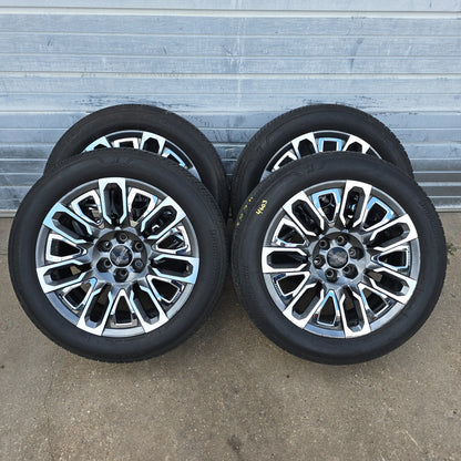 22" GMC SIERRA YUKON DENALI ULTIMATE GRAY MACHINED WHEELS TIRES 20 24 #46030
