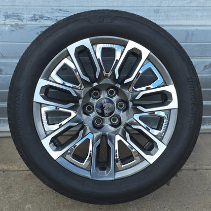 22" GMC SIERRA YUKON DENALI ULTIMATE GRAY MACHINED WHEELS TIRES 20 24 #46036