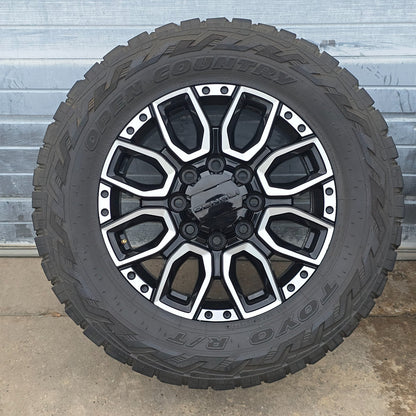 20” SIERRA DENALI 2500 3500 HD BLACK MACHINED WHEELS SQ9 TIRES #46321