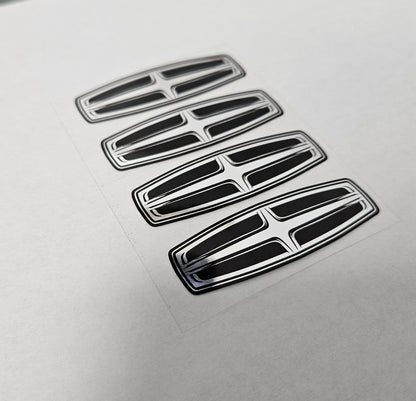 4) 2.3" LINCOLN CENTER CAP BLACK CHROME DECAL VINYL NAVIGATOR NATILUS AVIATOR2
