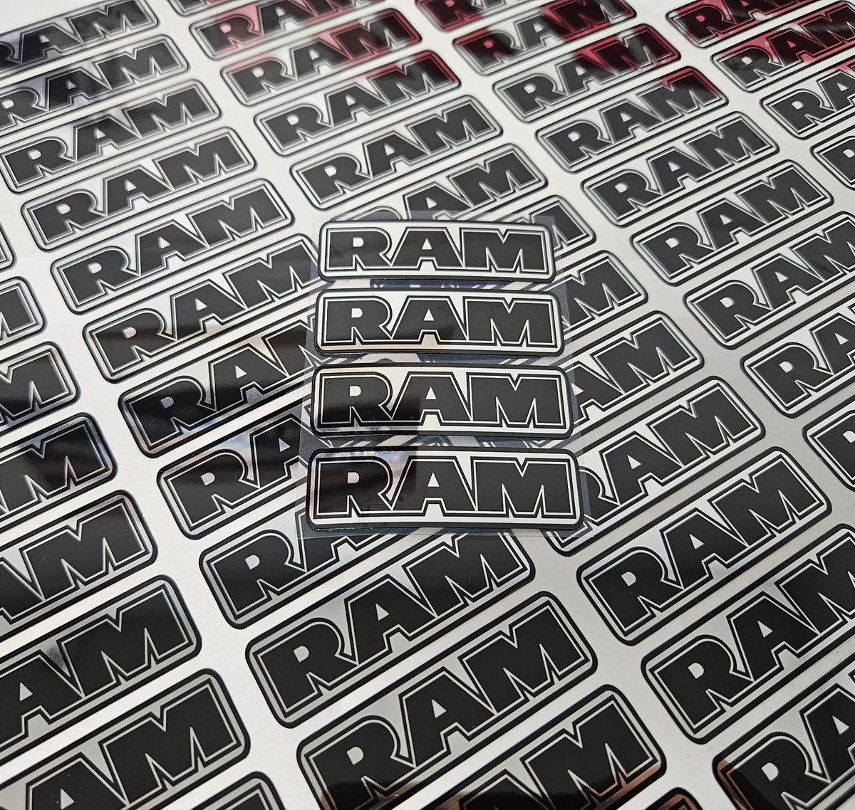 4-2.3" DODGE RAM CENTER CAP LOGOS BLACK DECAL VINYL 1500 2500 35001