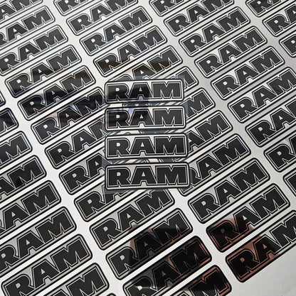 4-2.3" DODGE RAM CENTER CAP LOGOS BLACK DECAL VINYL 1500 2500 35000
