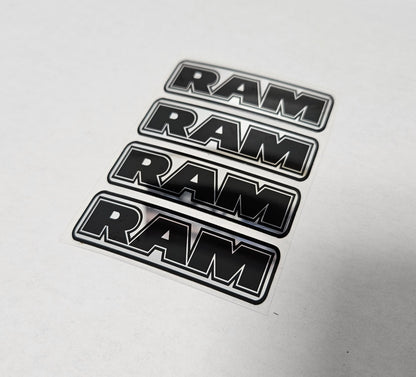 4-2.3" DODGE RAM CENTER CAP LOGOS BLACK DECAL VINYL 1500 2500 35004