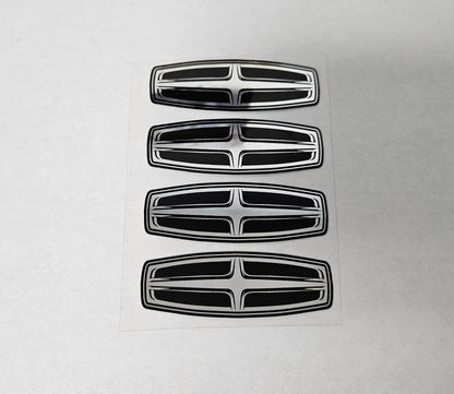 4) 2.3" LINCOLN CENTER CAP BLACK CHROME DECAL VINYL NAVIGATOR NATILUS AVIATOR1