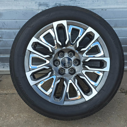 22" GMC SIERRA YUKON DENALI ULTIMATE GRAY MACHINED WHEELS TIRES 20 24 #46031